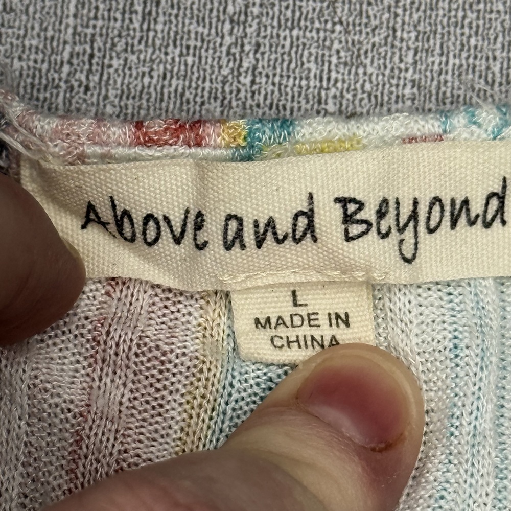 Above and Beyond Womens Top Size L Multicolor Striped Knit - Picture 3 of 7